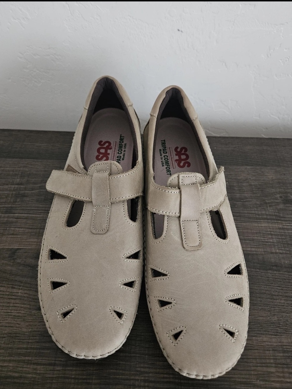 SAS Women's Light Beige Suede Mary Jane Comfort Shoes